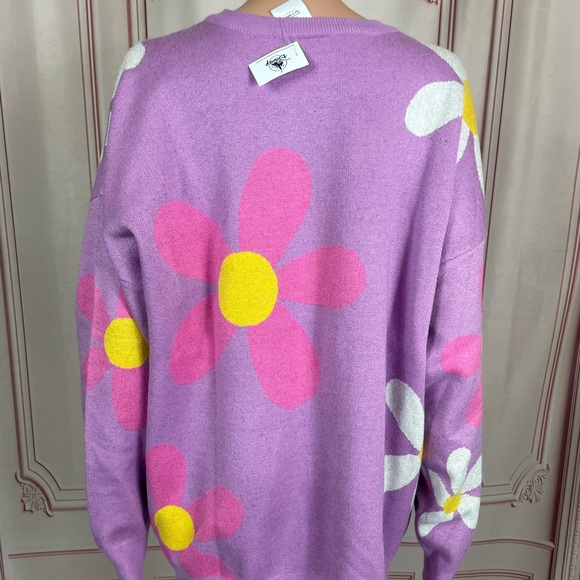 Disney Parks Daisy Duck Purple Sweater Adults Size  3X Flowers Pullover Knit - Picture 2 of 8